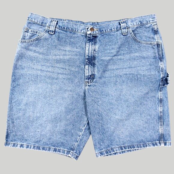 Wrangler Jean Shorts Mens Sz 42 Light Wash Carpenter Grunge Y2K Dadcore Workwear - Picture 1 of 8